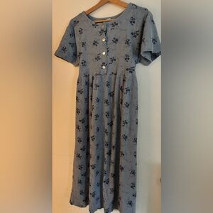 CMI Blue Floral Casual Women’s Vintage Dress, size Medium